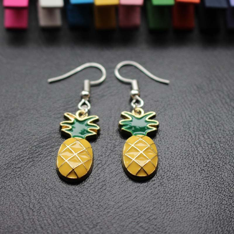 Fruit series earrings drop oil alloy pineapple earrings holiday gift direct supply