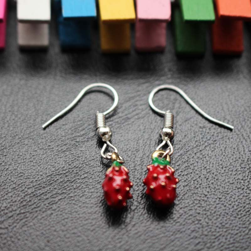 Fruit series earrings dripping oil three-dimensional strawberry earrings holiday gift direct supply