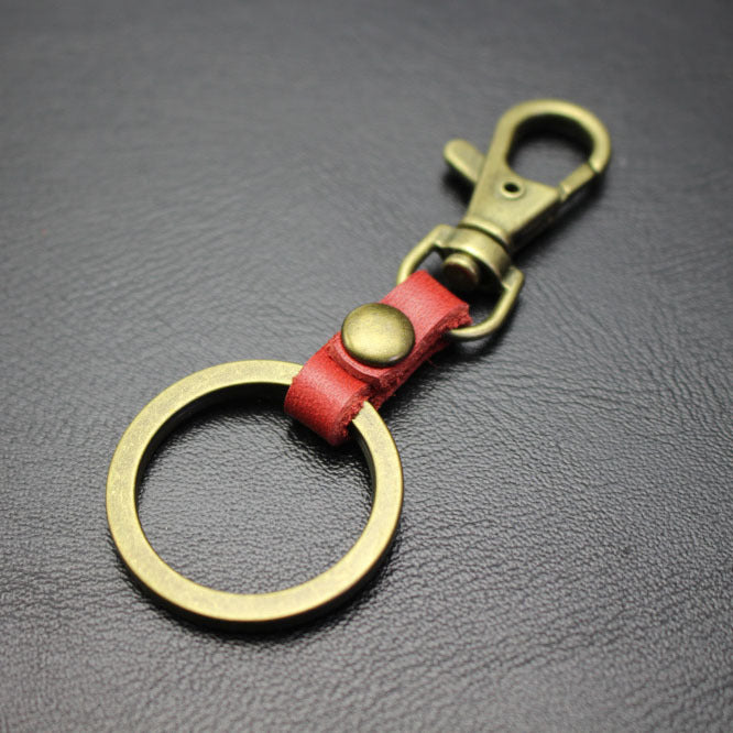 Top layer cowhide pendant key ring dog buckle leather key chain accessories multi-color optional direct supply