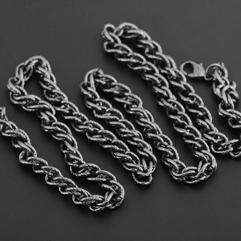 Men's jewelry hip-hop necklace simple trendy twist chain necklace iron chain