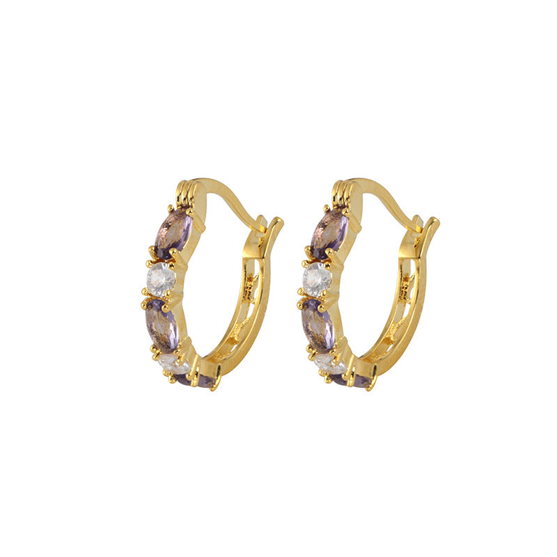 Earrings Fashion Simple Gemstone Earrings Personality Sweet Zircon Earrings Jewelry