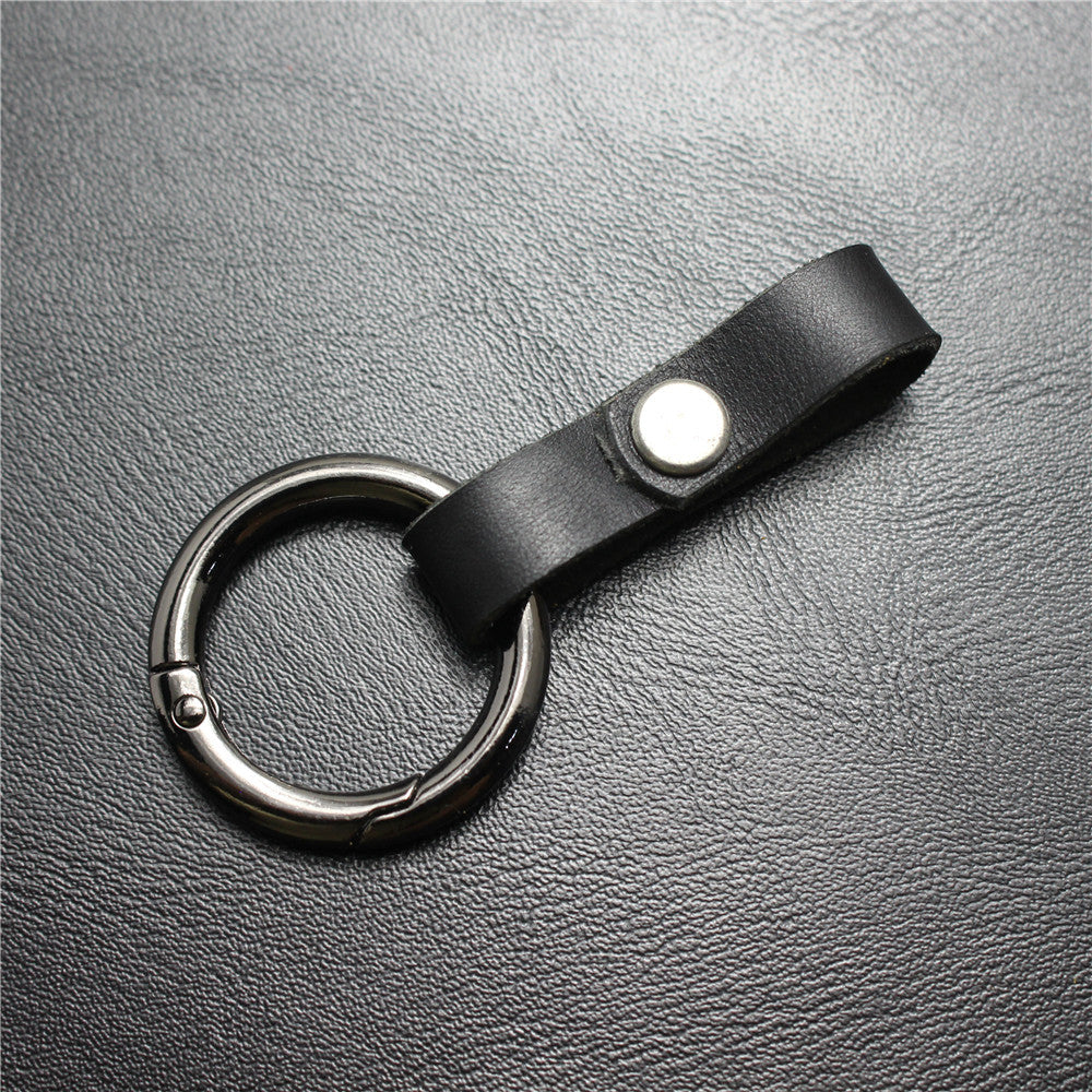First layer cowhide car key chain detachable bag buckle mobile phone buckle bold shiny surface spring ring hanging buckle first layer cowhide