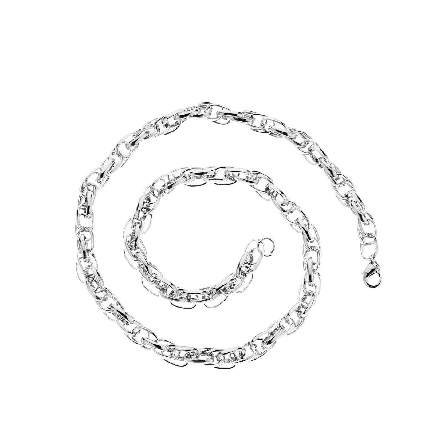 Fashion Men's Hip Hop Necklace Trend 1.6 Flat Flower Fake Twist Iron Chain Single Chain Jewelry