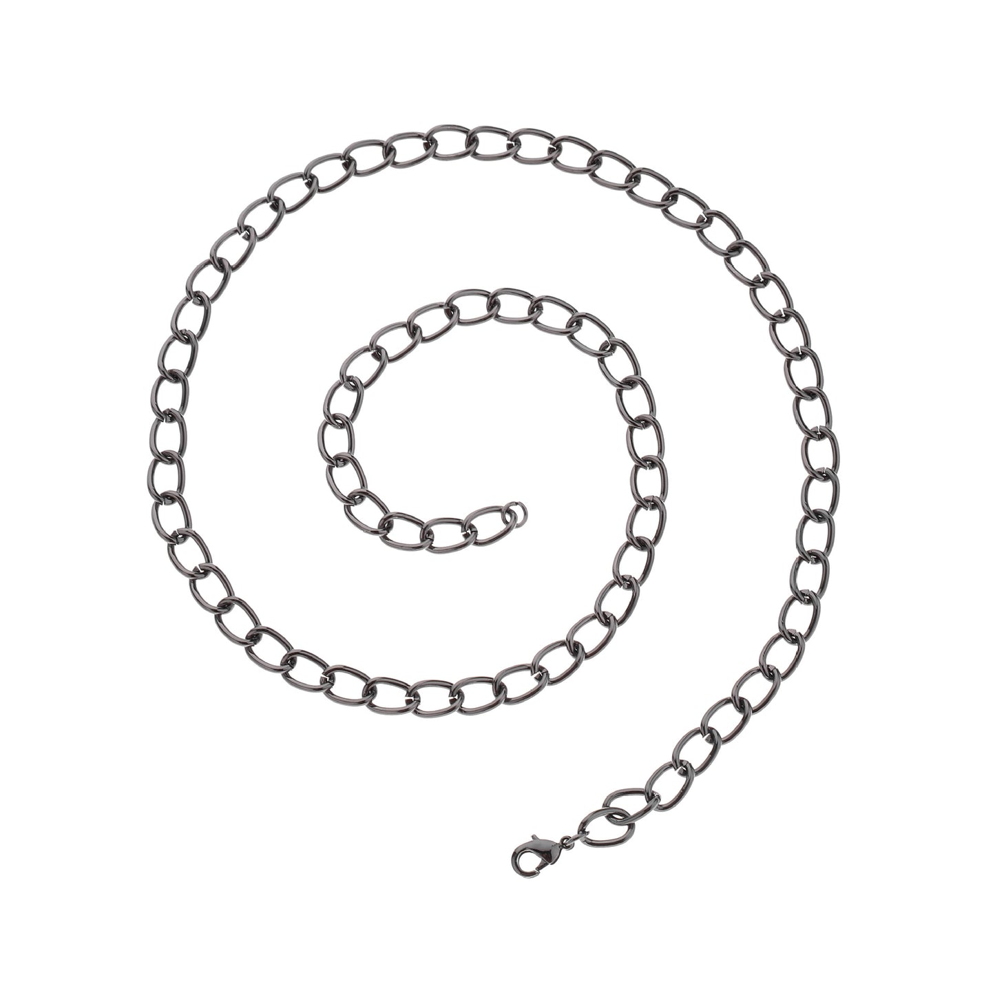 Jewelry Fashion Simple Single Buckle Iron Chain Necklace Men's Hip Hop Flat Pressed Single Chain