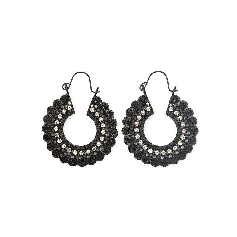 Jewelry Bohemian Ethnic Retro Hollow Carved Pattern Temperament Earrings Rhinestone Earrings