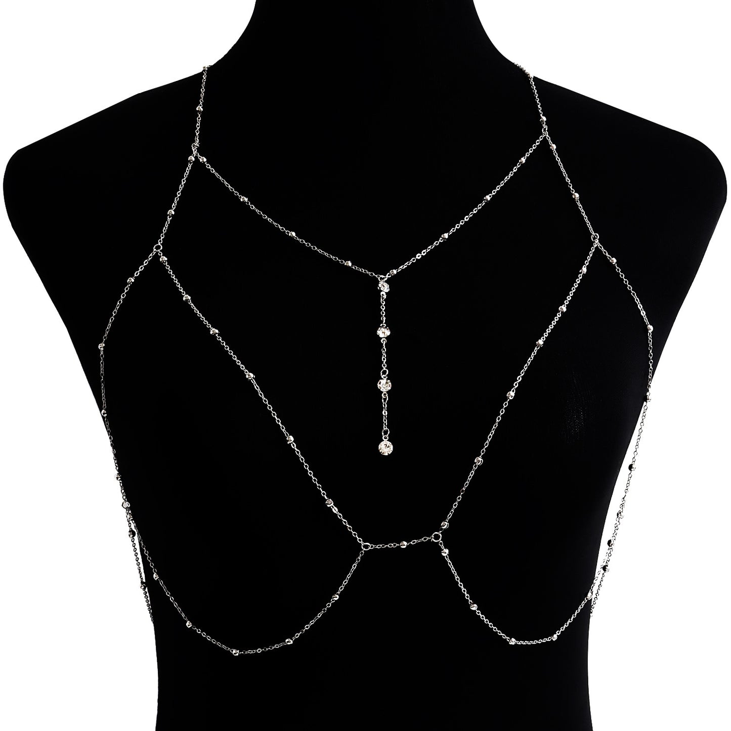 Sexy Exaggerated Beach Casual Body Clothing Chain Necklace Flash Diamond Pendant Tassel Necklace Chest Chain