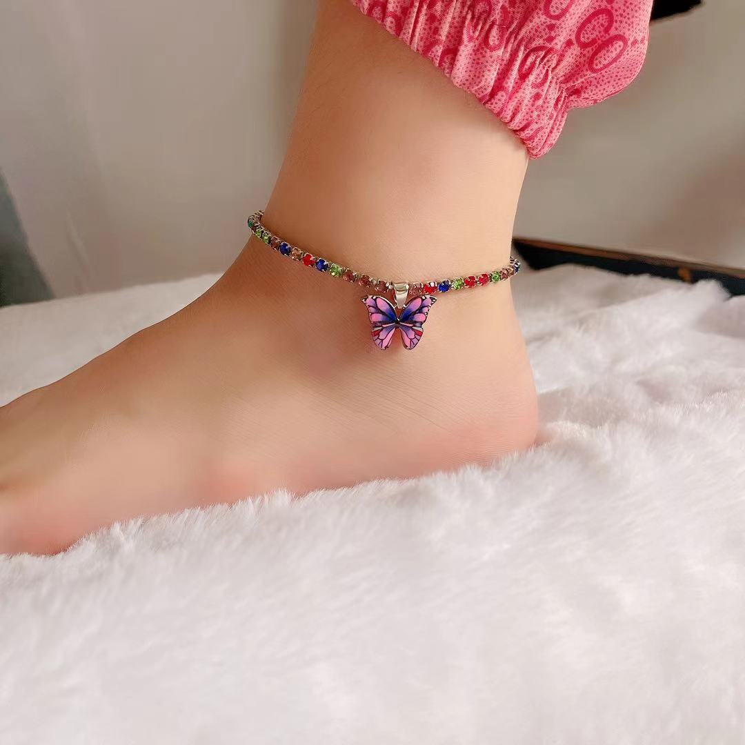 Jewelry summer beach chain multi-layer foot decoration simple ins temperament butterfly anklet women's suit