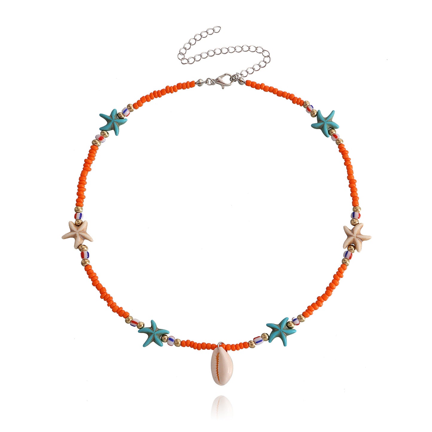 Jewelry Bohemia Color Rice Beads Starfish Shell Pendant Necklace Female Marine Necklace