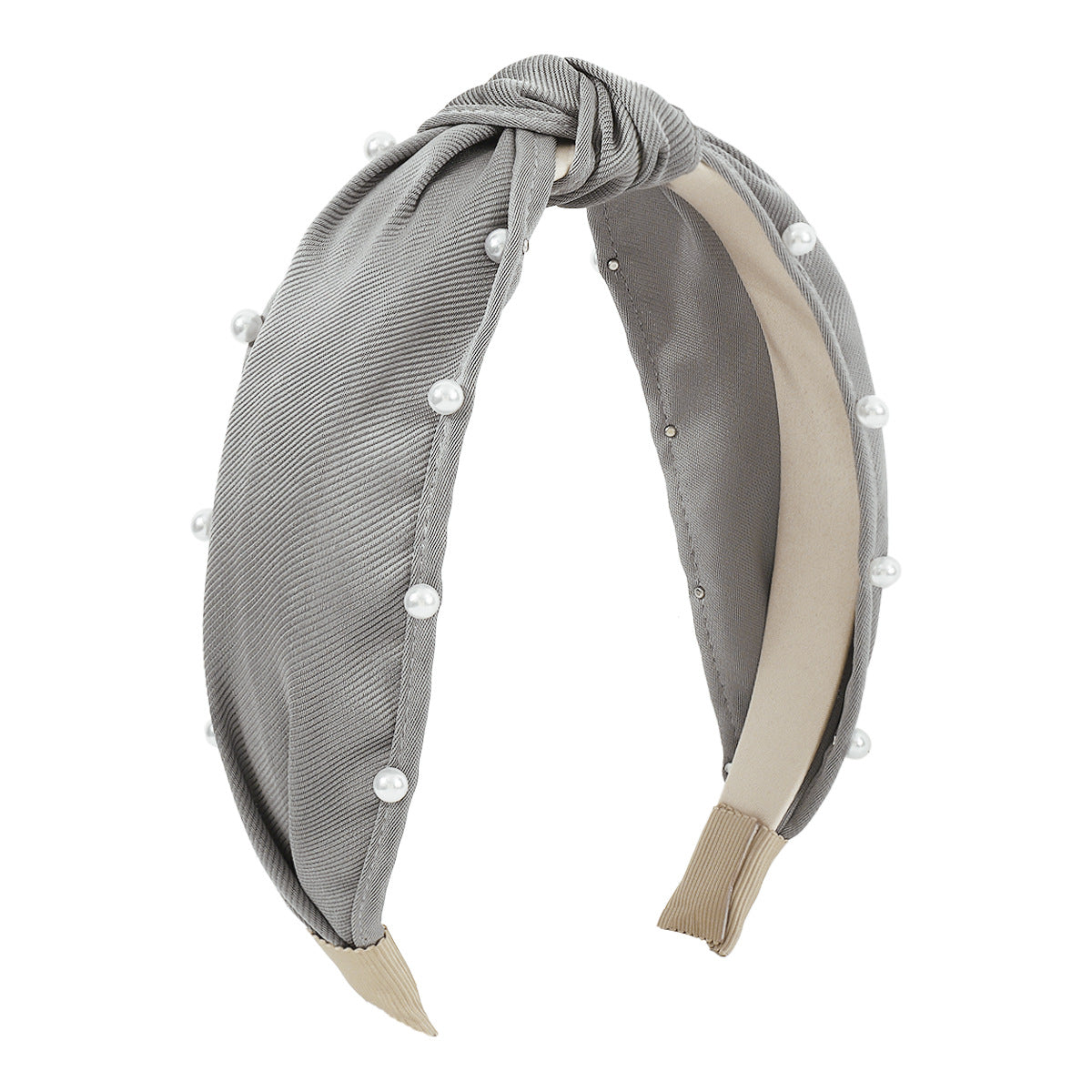 F486 fashion small fragrant nail beads pure color girl hair hoop age-reducing sweet geometric wide-brimmed knotted head hoop