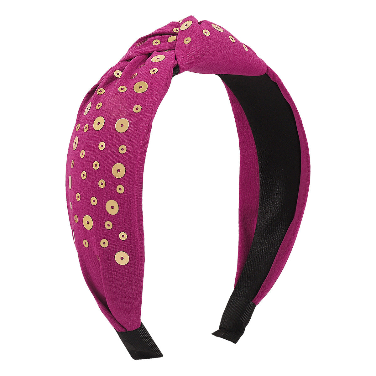 F5175 retro solid color knotted geometric headband round sequins personality simple and elegant pressure hair headband