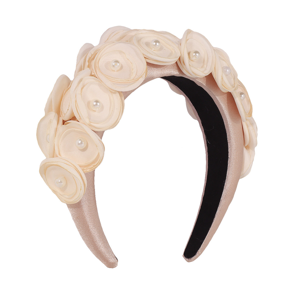 F4168 Personalized dinner dance headband imitation pearl fabric three-dimensional flower headband exaggerated fashion hair accessories