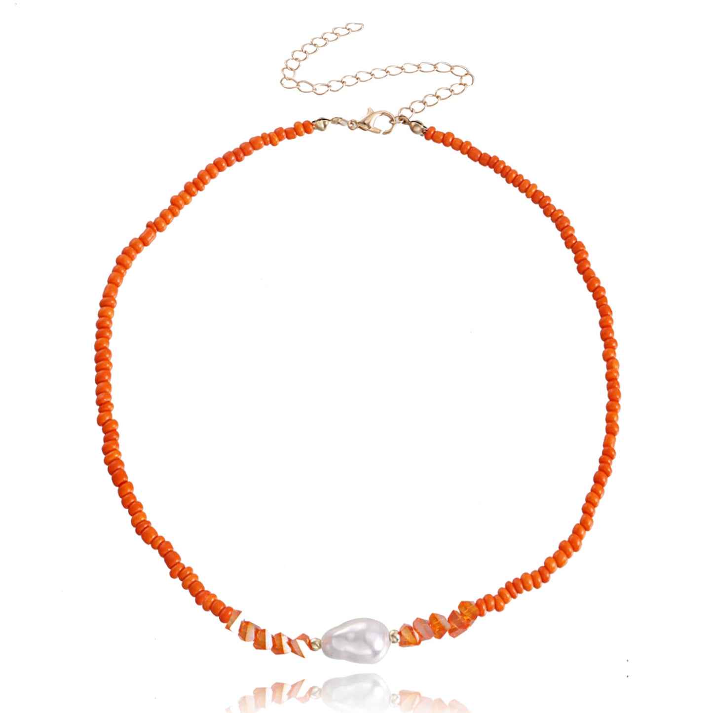 Jewelry Bohemian Small Rice Bead Crystal Imitation Pearl Necklace Necklace Women's Necklace Doesn't Fade