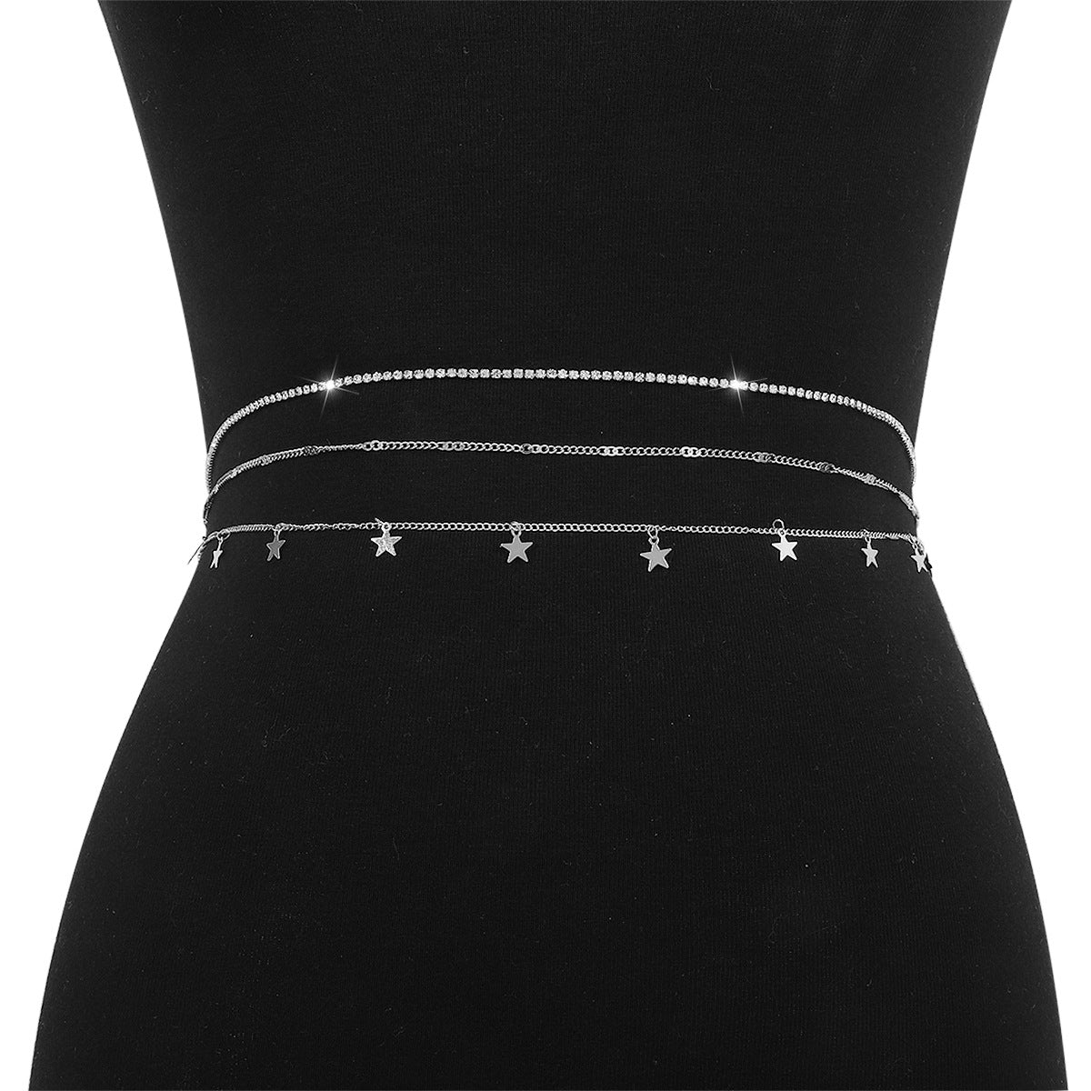 C356 Sexy claw chain rhinestone alloy waist chain sweet cool hot girl five-pointed star simple bikini body chain