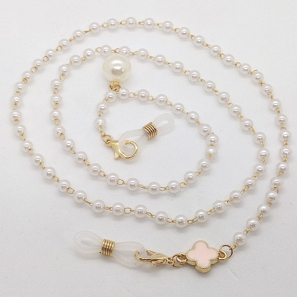 Simple four-leaf clover pearl glasses chain mask chain hanging chain non-slip anti-glasses sunglasses decorative pendant