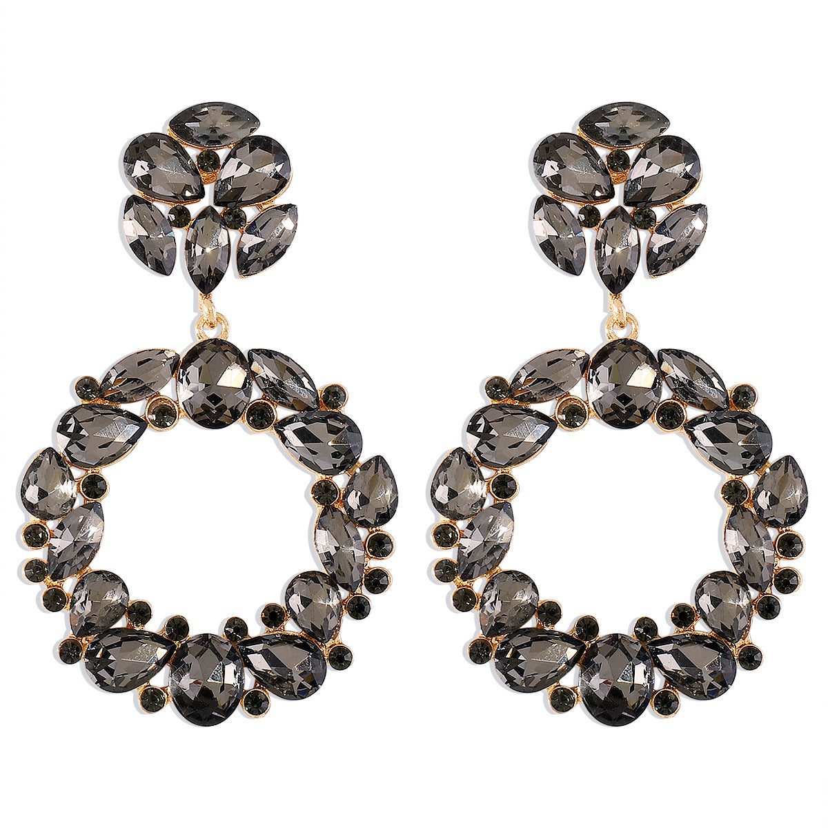 E1186 Circle Hollow Garland Geometric Earrings Light Luxury Temperament Ladies Retro Fashion Earrings Female