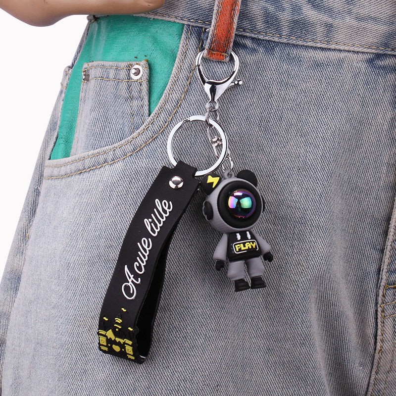 Cute lightning bear key pendant couple bag pendant key chain ins cartoon doll soft pottery key chain