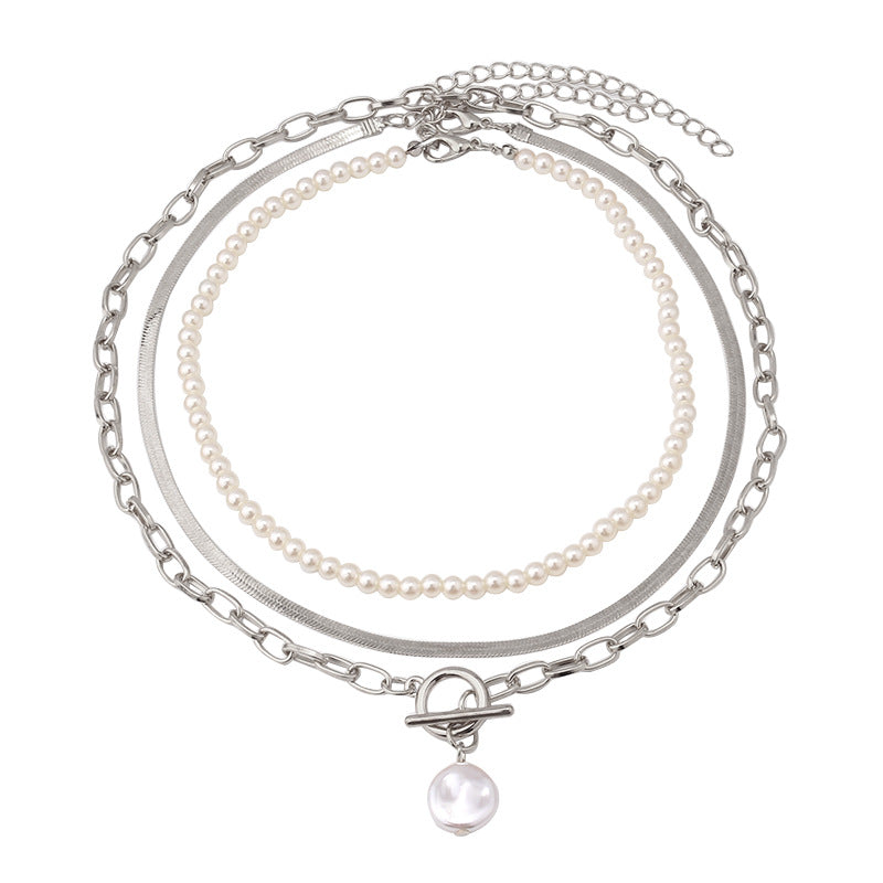 Jewelry Retro Multi-layer Beaded Chain Fragrance Necklace Simple and Versatile Imitation Pearl Trend Necklace