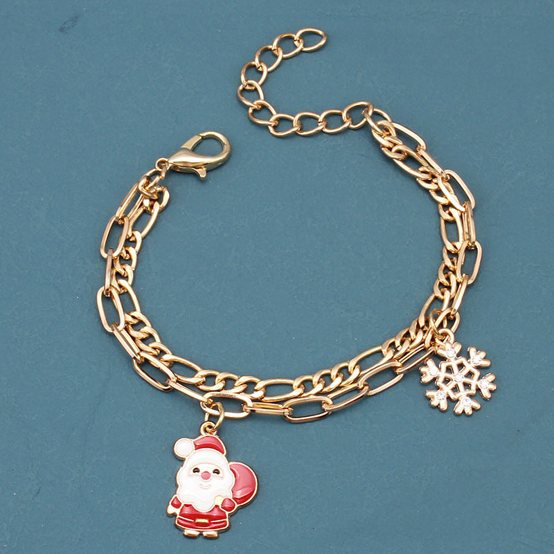 Ins holiday jewelry simple double layer bracelet pendant Christmas jewelry