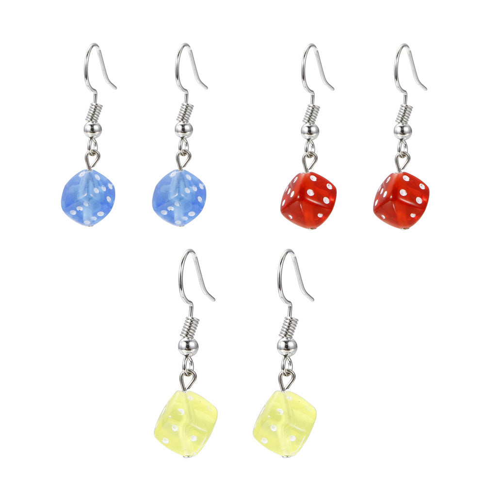 Acrylic earrings personalized creative color three-dimensional dice earrings ins simple earrings