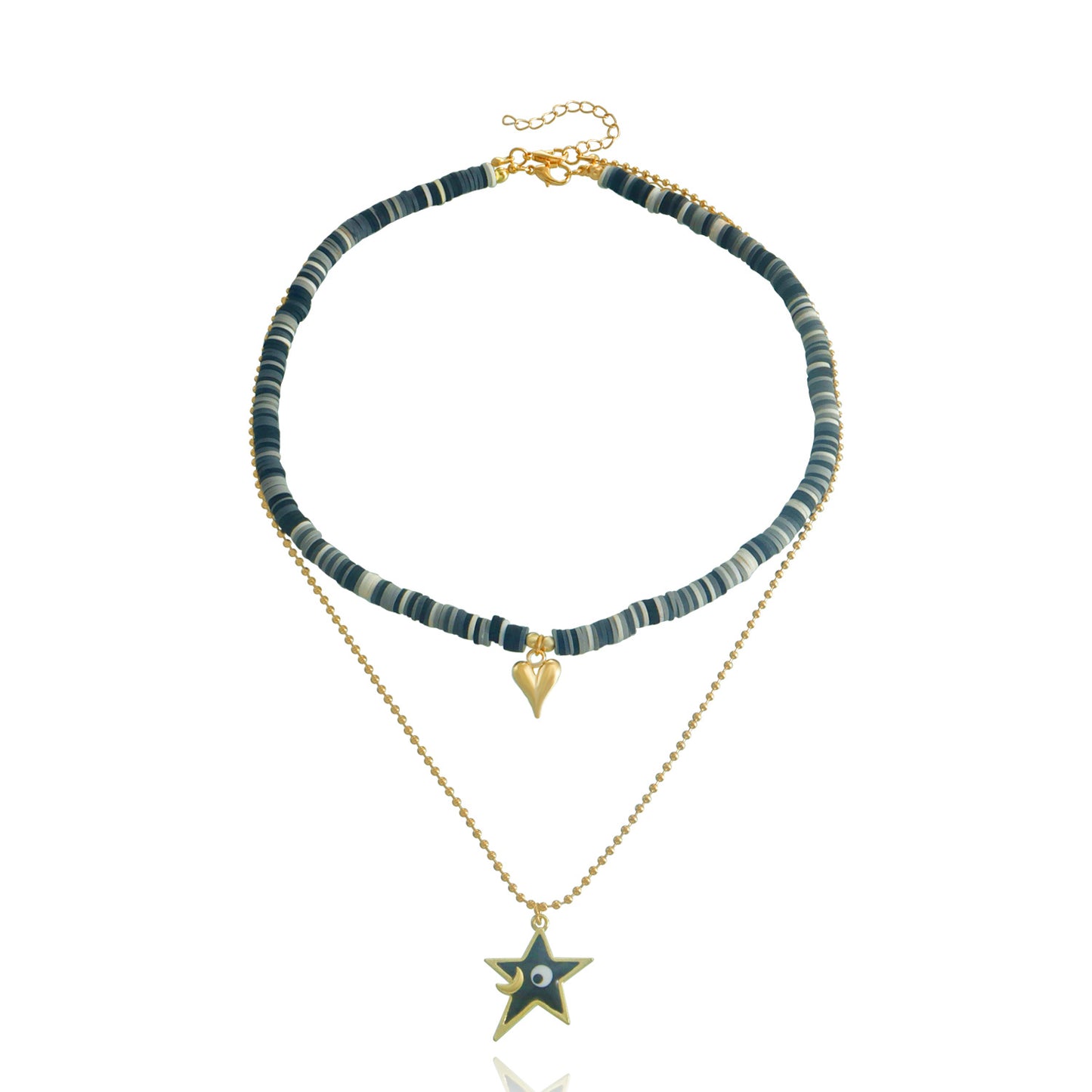 Jewelry Bohemian colored soft pottery devil's eye shaped five-pointed star love necklace female