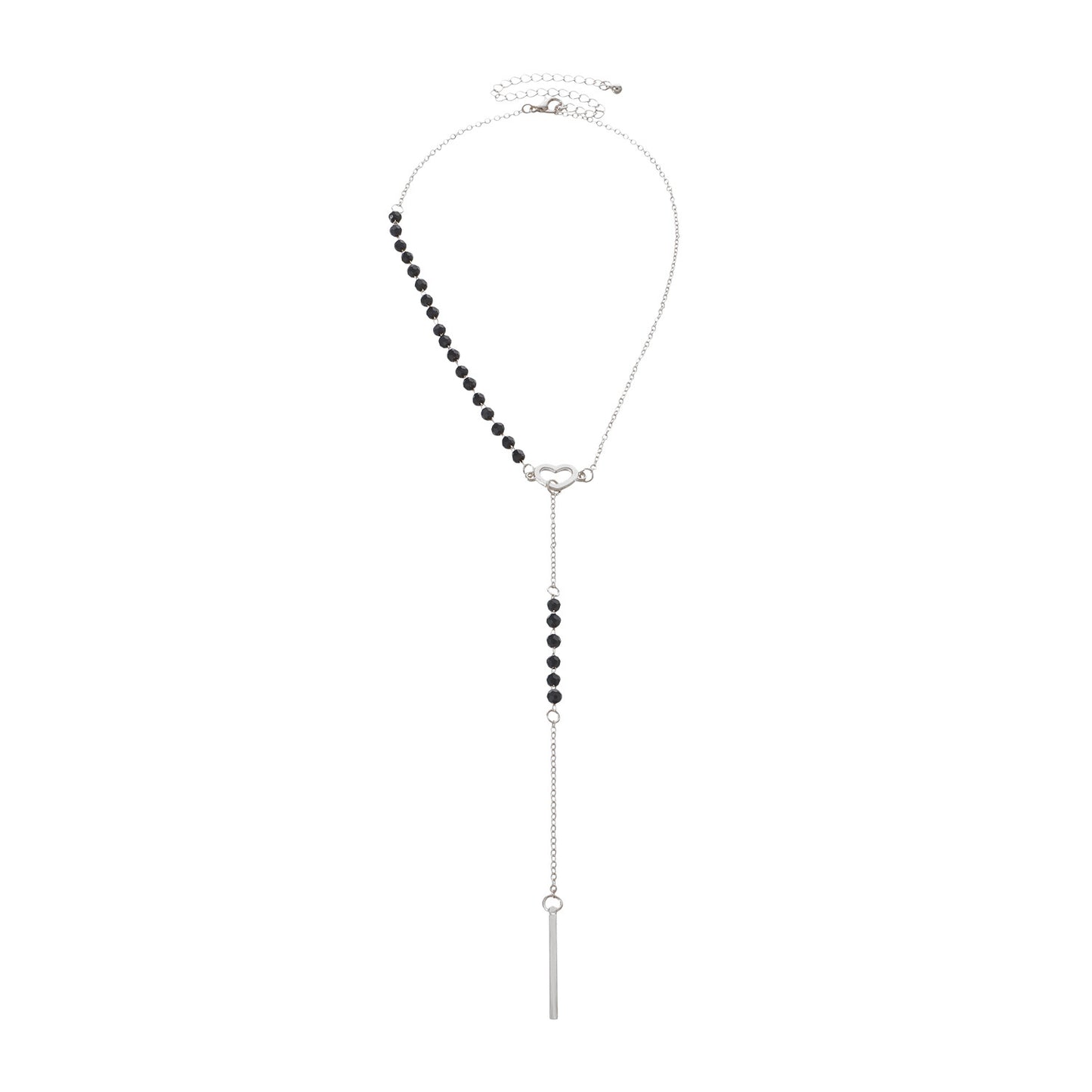 Jewelry Long Tassel Pendant Necklace Femininity Y-shaped Love Black Gemstone Necklace