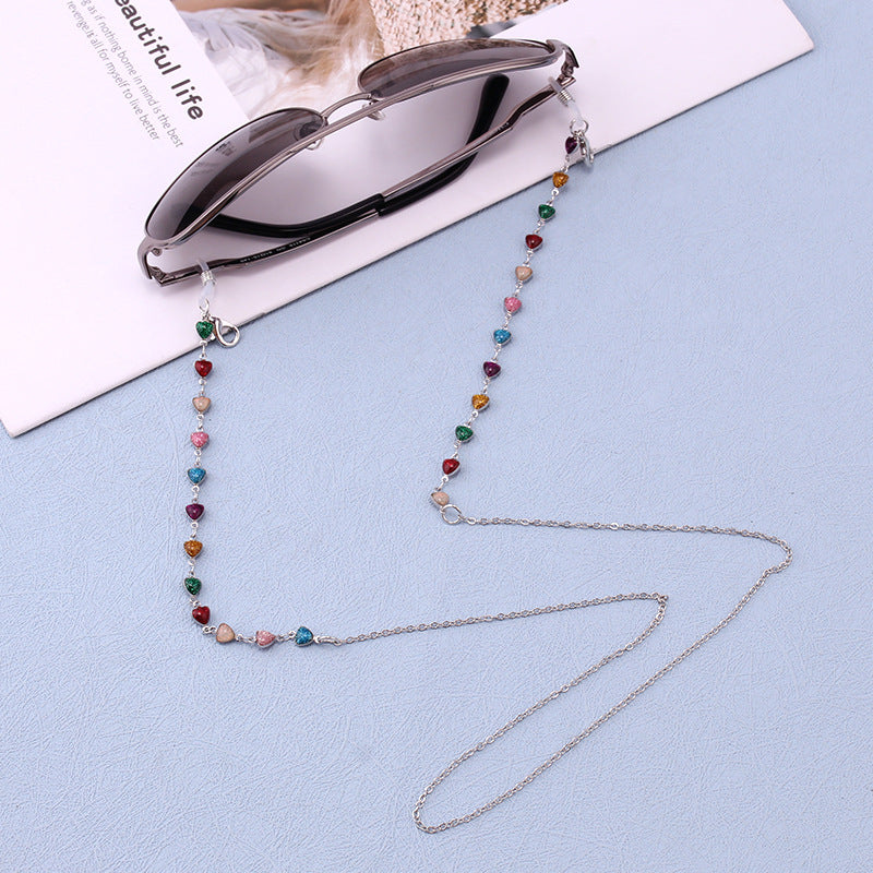 Mask hanging chain glasses chain love pendant mask chain peach heart metal glasses chain direct supply