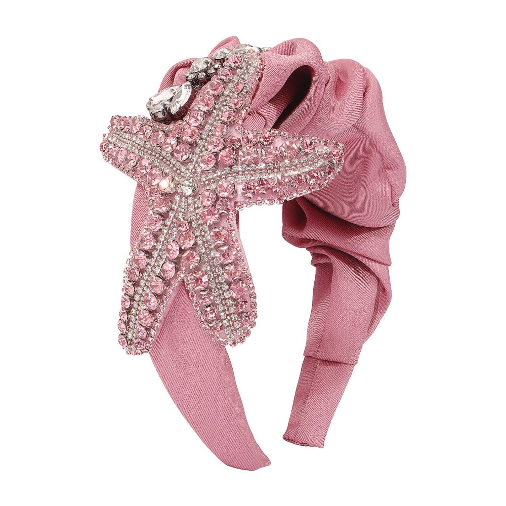 F3182 Exaggerated personality starfish headband fabric retro light luxury hair accessories palace diamond dinner headband