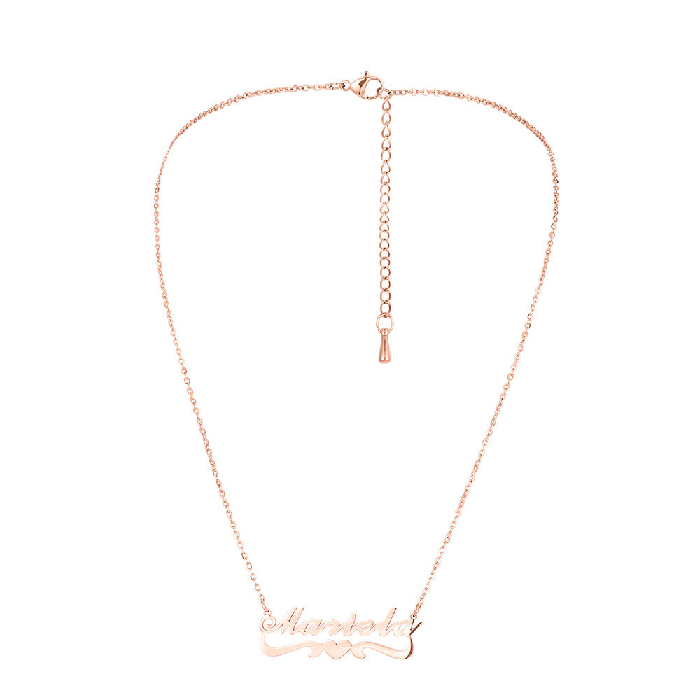 Personalized Simple Stainless Steel Love English Letter Name Pendant Titanium Steel Fashion Cut Necklace