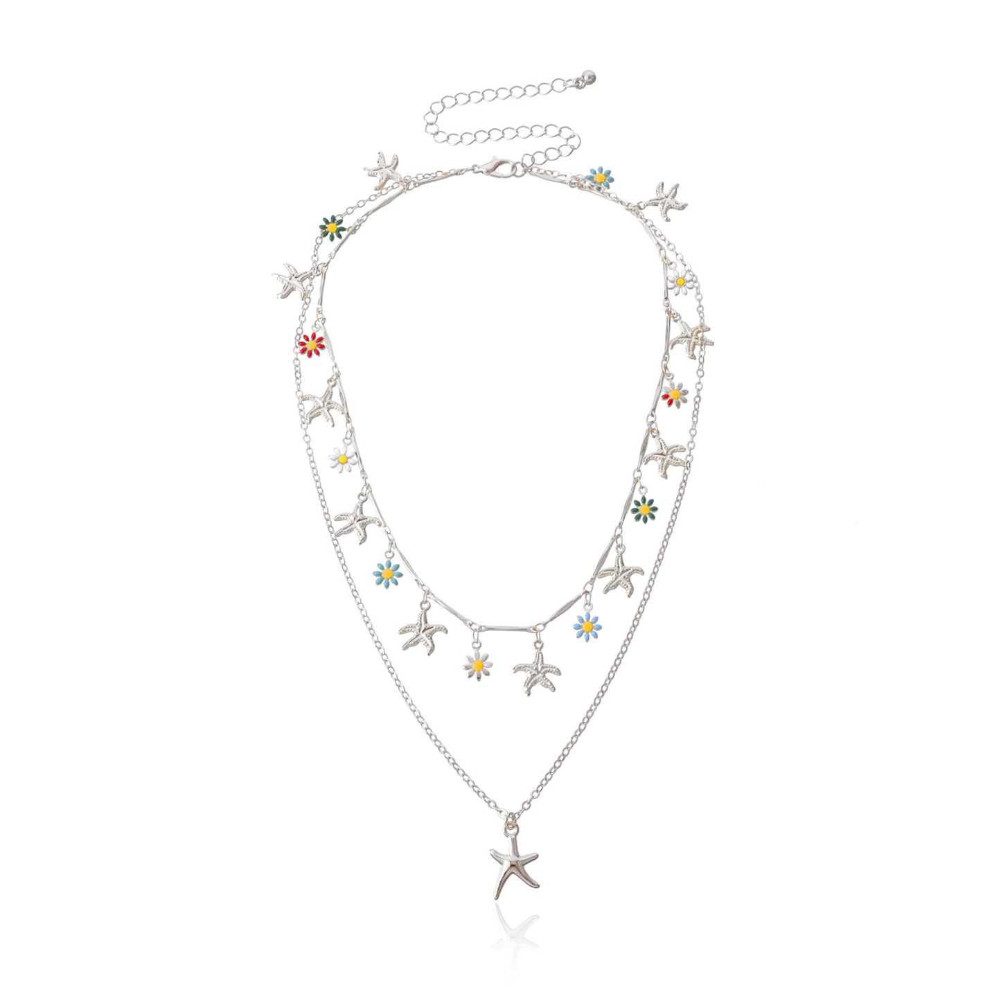 Jewelry Hawaiian Alloy Starfish Pendant Necklace Femininity Popular Drop Glaze Flower Necklace