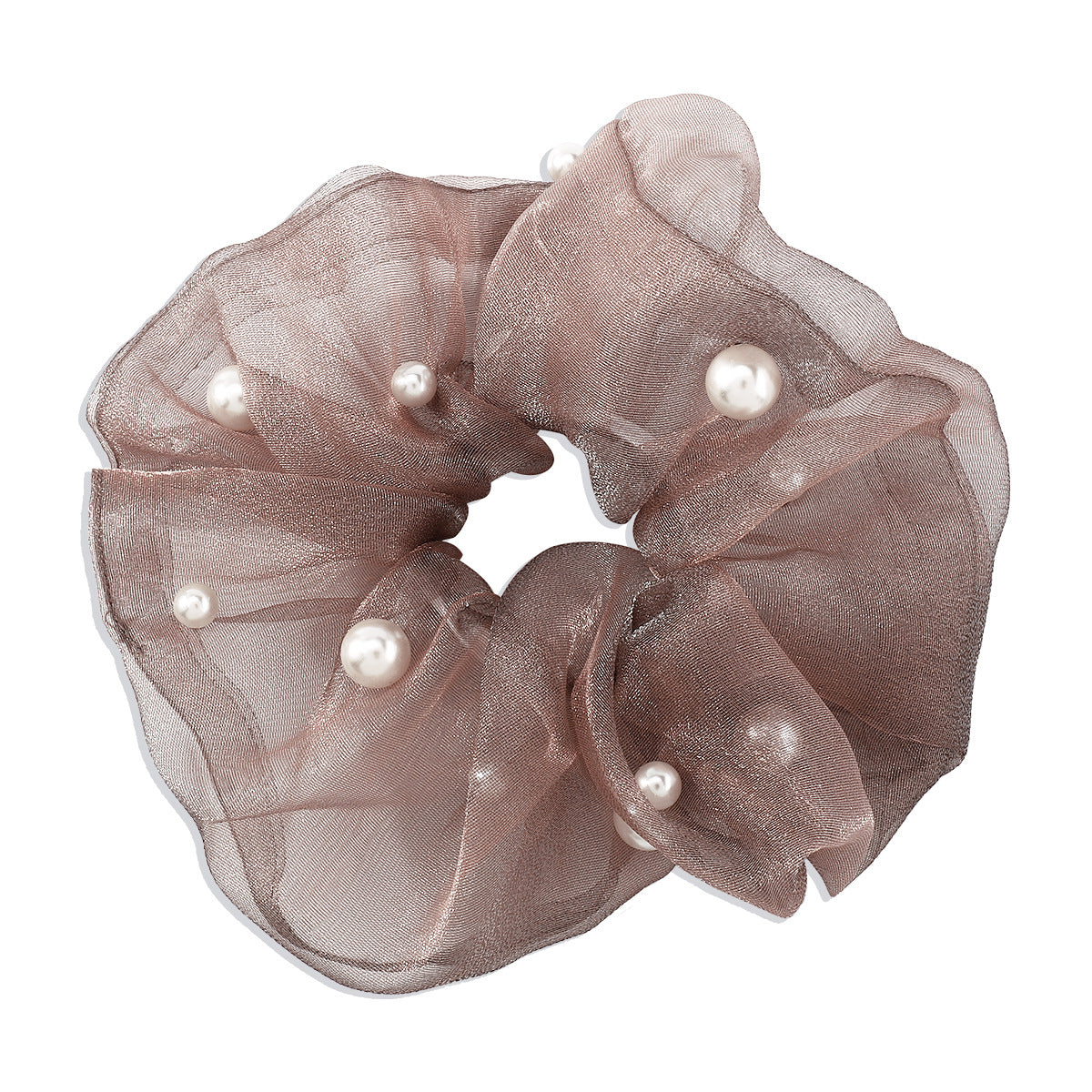 F4285 retro personality net red pearl hair ring organza simple temperament fashion elastic large intestine ponytail hair rope