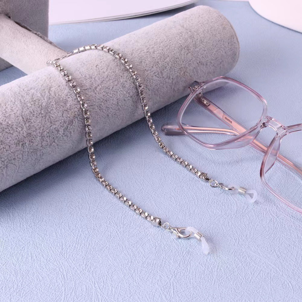 Simple diamond-encrusted glasses chain ethnic glasses lanyard rhinestone mask hanging chain mask rope
