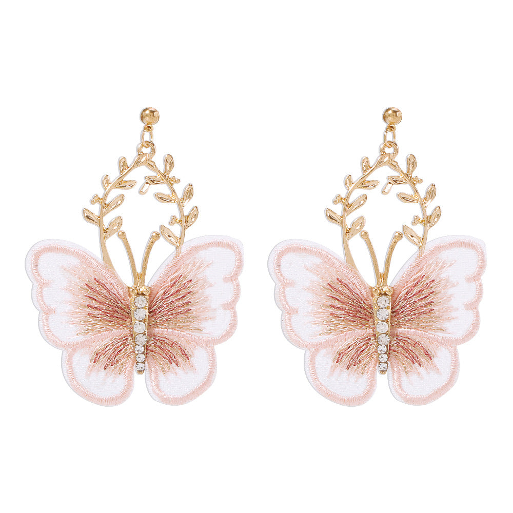E9727 Jewelry Creative Ancient Embroidery Butterfly Earring Super Fairy Temperament Alloy Lace Earrings