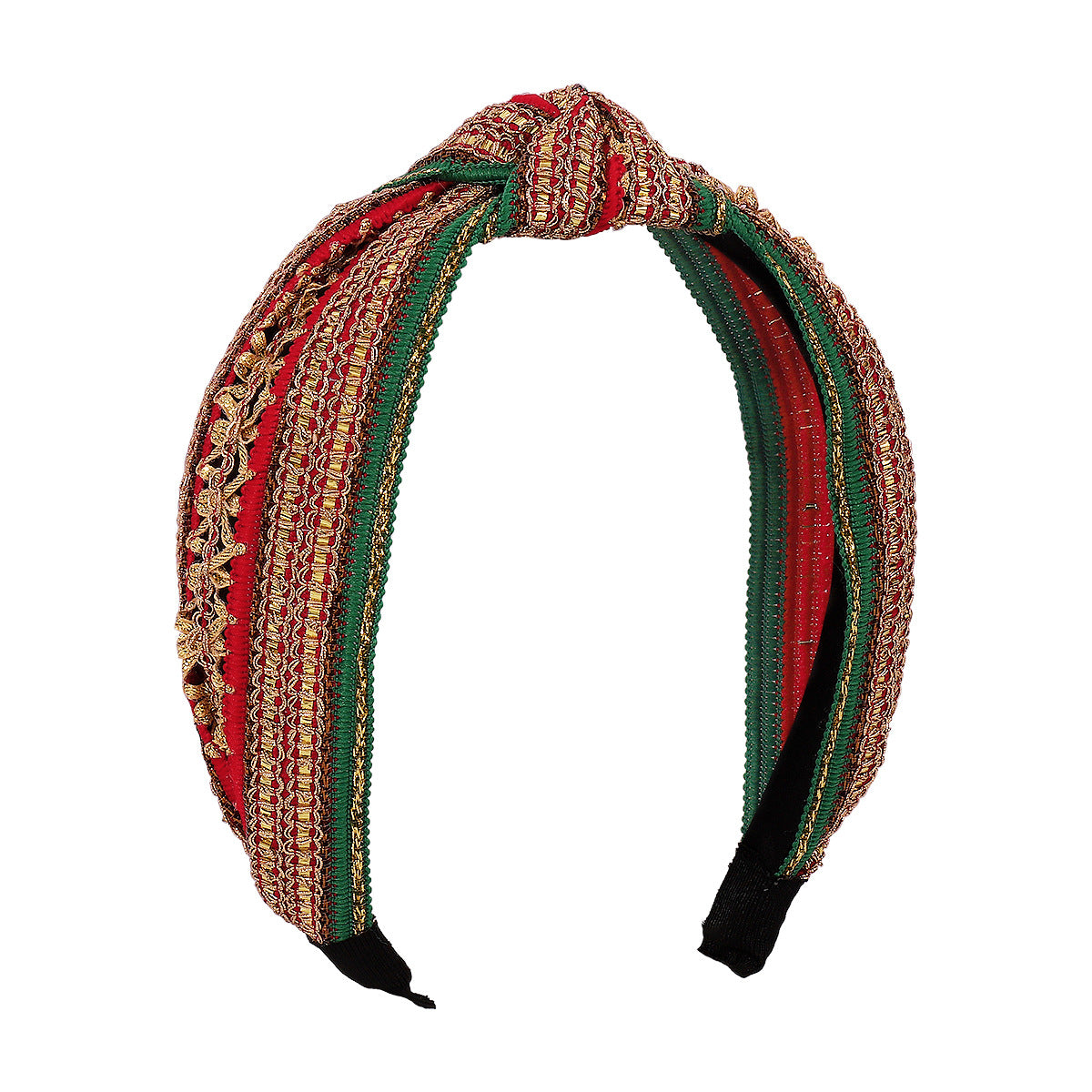 F441 Fashion Retro Headband Contrasting Color Braided Geometric Knotted Headband Ethnic Wide-Brim Trendy Hairpin