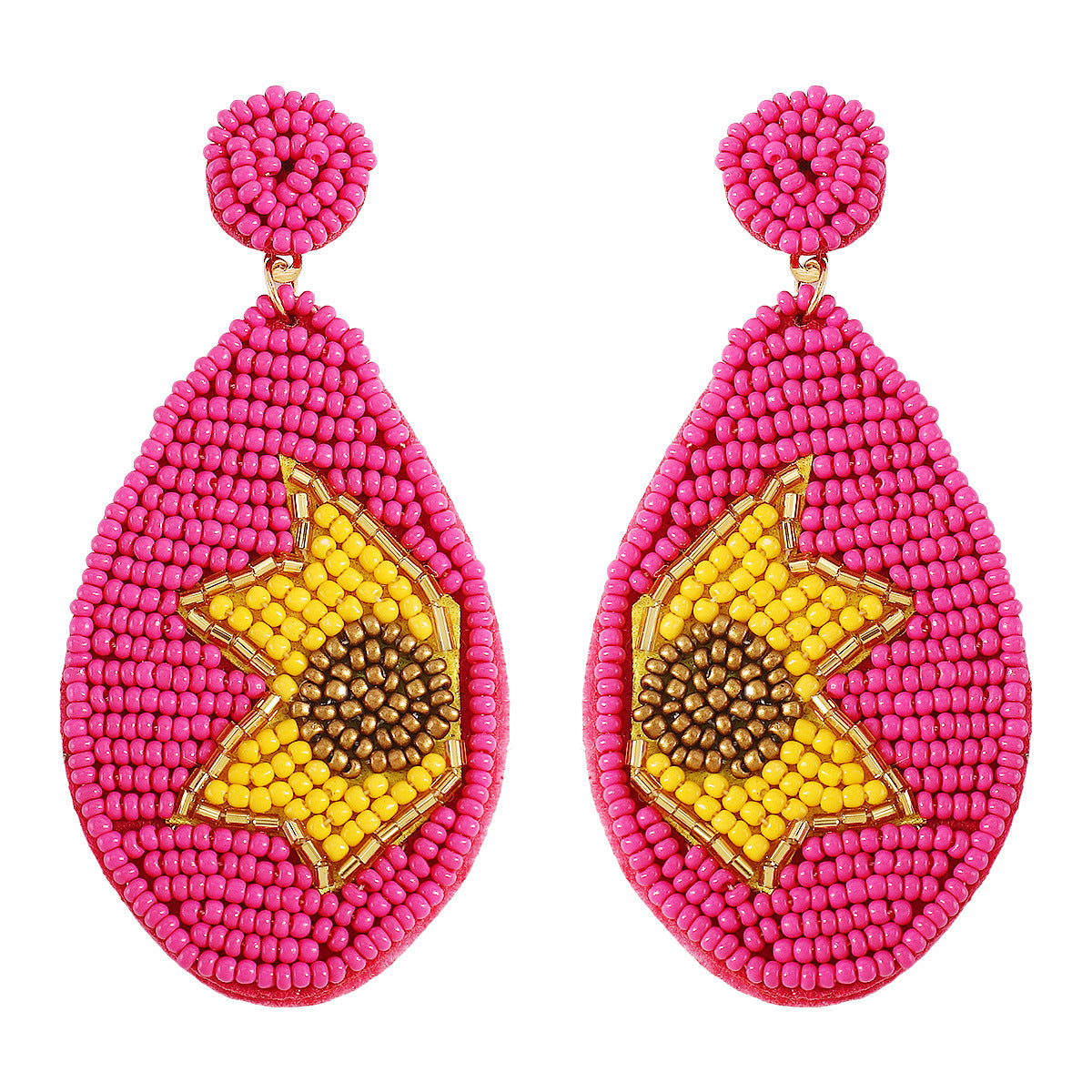 E1671 Ethnic Fashion Earrings Bohemian Vacation Leisure Earrings Sun Flower Contrasting Color Earrings