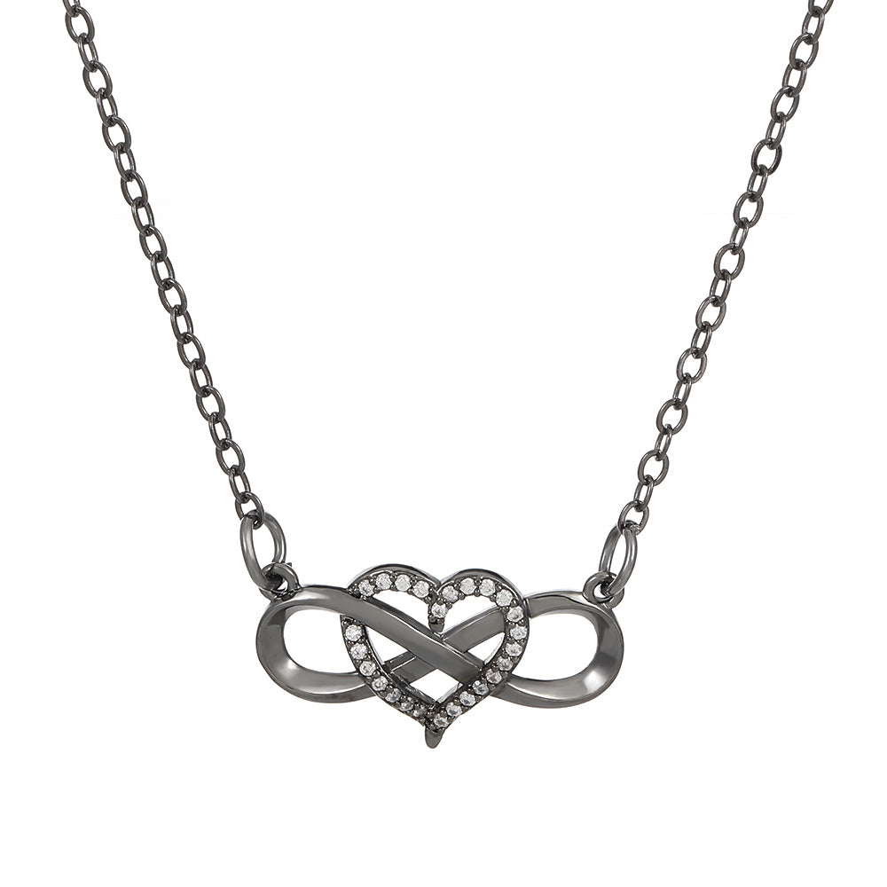 Knotted love necklace cold and simple 8-character heart-shaped cross clavicle chain ins niche design jewelry