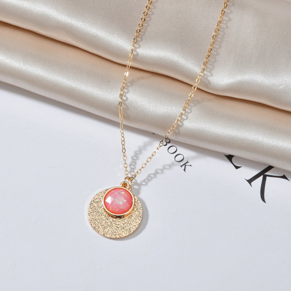 Fashion Masala Alloy Pendant Necklace Retro Resin Bezel Diamond Necklace Ladies Accessories
