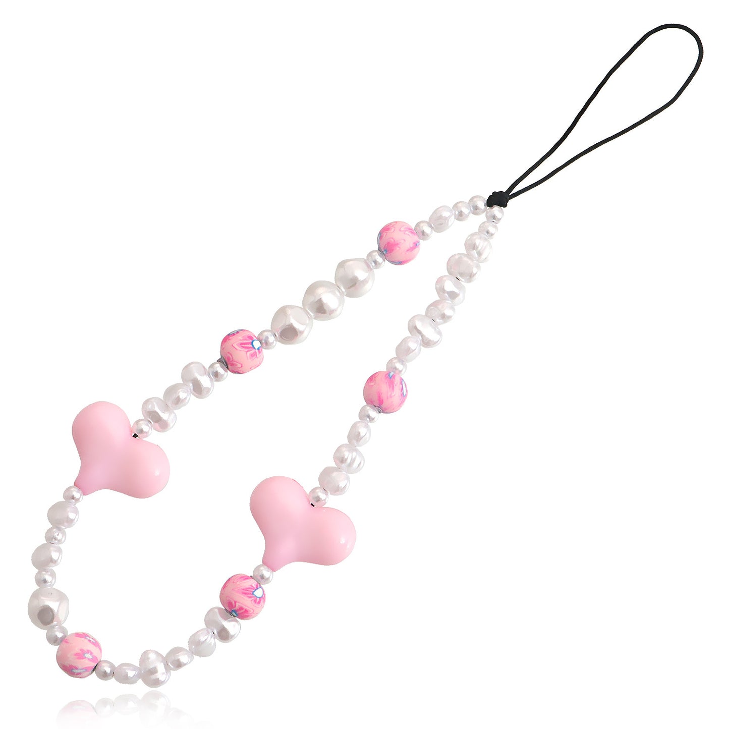 Ornament Cartoon Warm Color Exaggerated Geometric Heart Pearl Phone Chain Acrylic Accessories Ornament