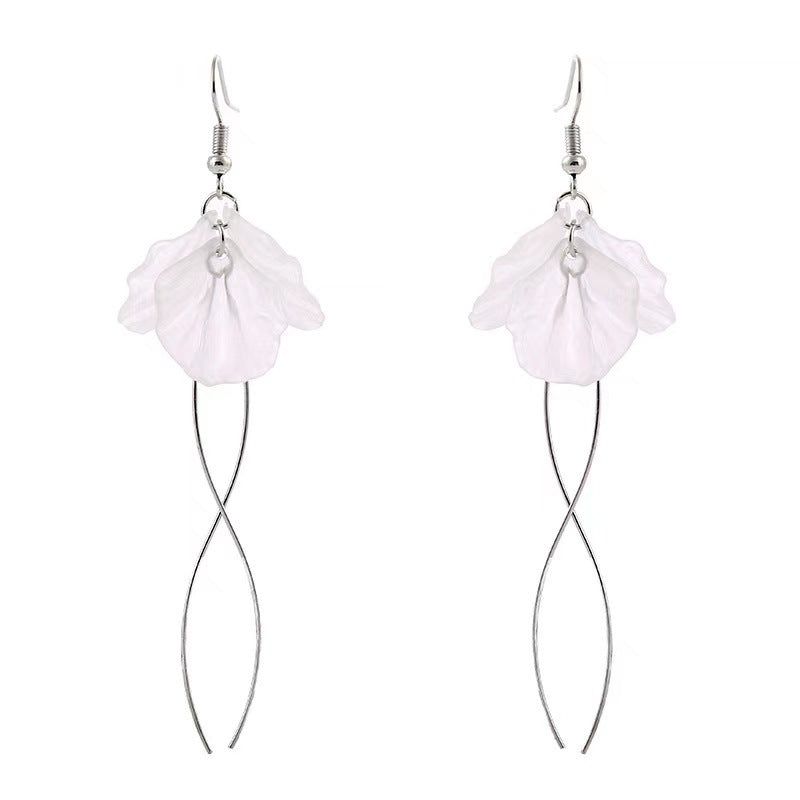 Ice Flower Tassel Earrings Temperament Long Multi-layer Crystal Petal Earrings Dongdaemun Internet Celebrity Earrings