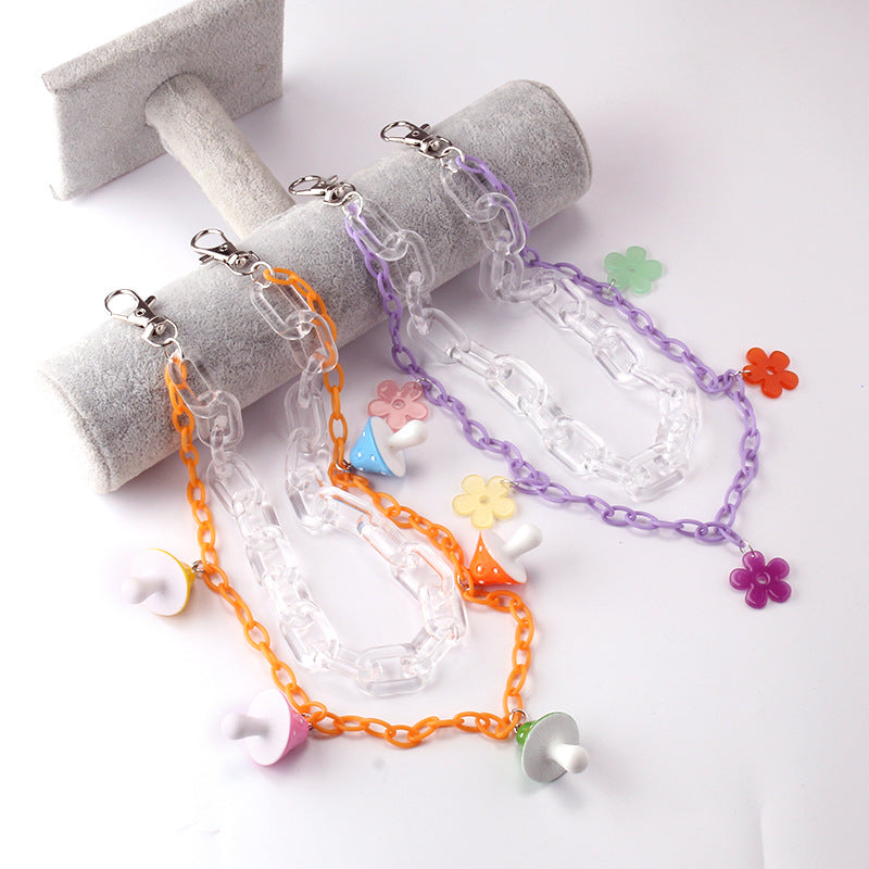 Two-piece pants chain all-match hip-hop body chain ins trend acrylic mushroom flower pendant