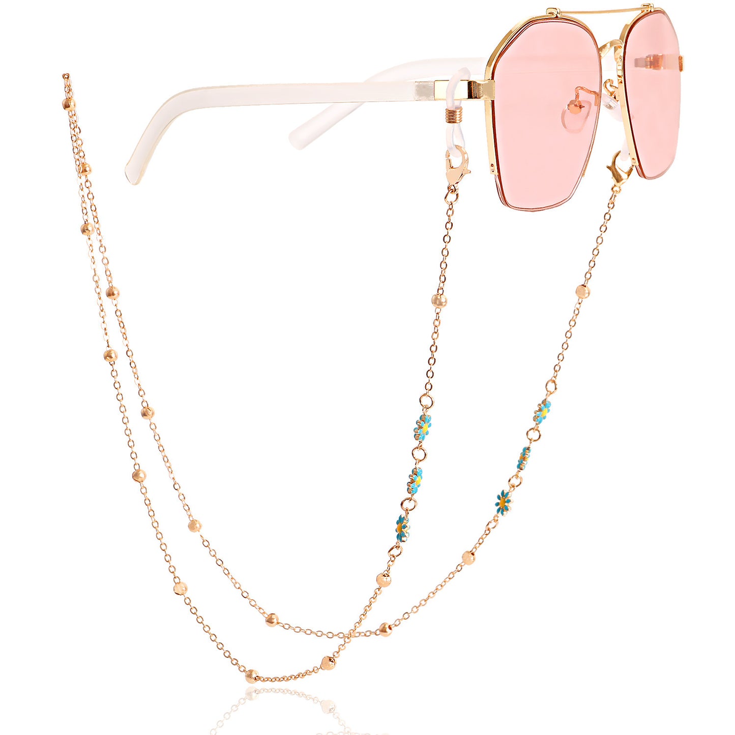 Jewelry trendy color dripping oil flower glasses chain accessories mask hanging chain female