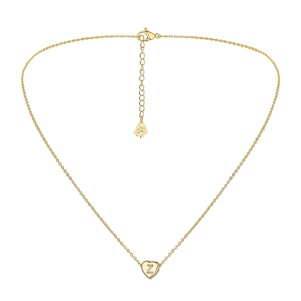 Fashion full of diamond love letter small necklace diamond personality simple temperament elegant trend clavicle chain