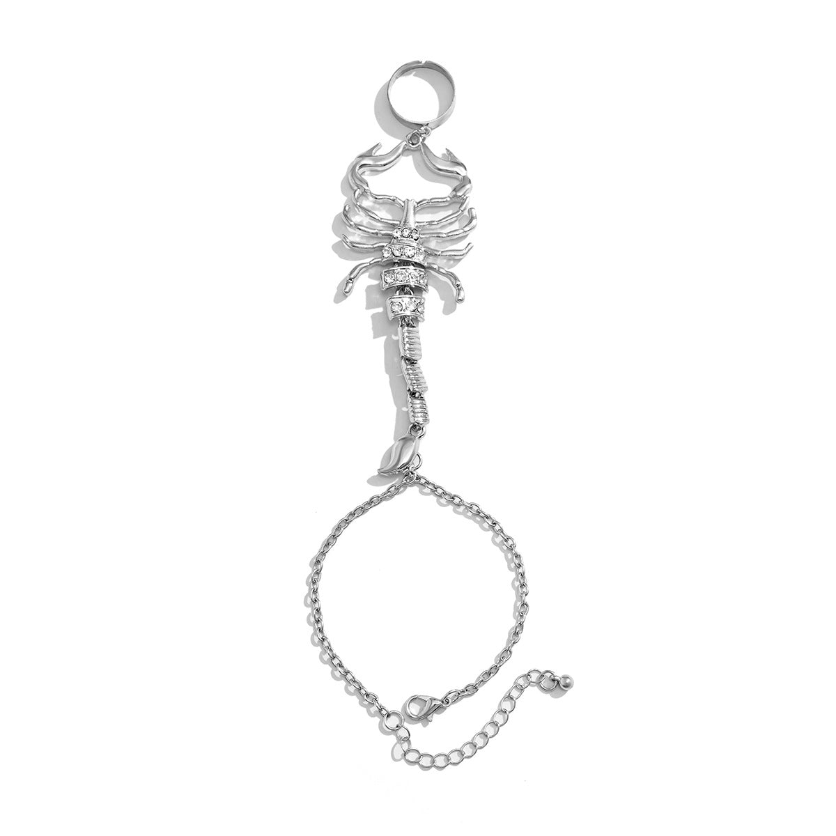 Jewelry personality micro-inlaid scorpion three-dimensional finger bracelet female sweet cool hot girl single metal bracelet