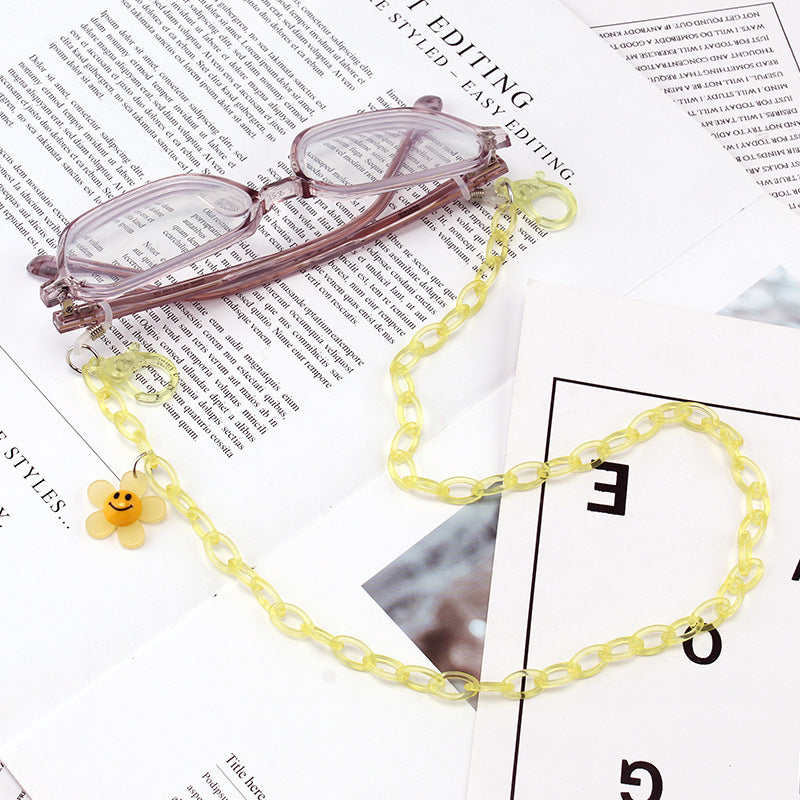 Children's anti-lost mask lanyard chain cartoon smiling face flower glasses chain mask lanyard dual-use