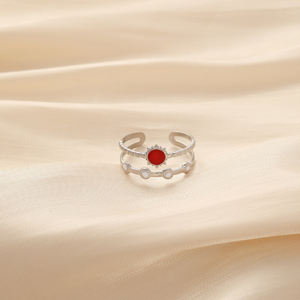Exquisite light luxury niche design women's stainless steel opening adjustable color sun star ring