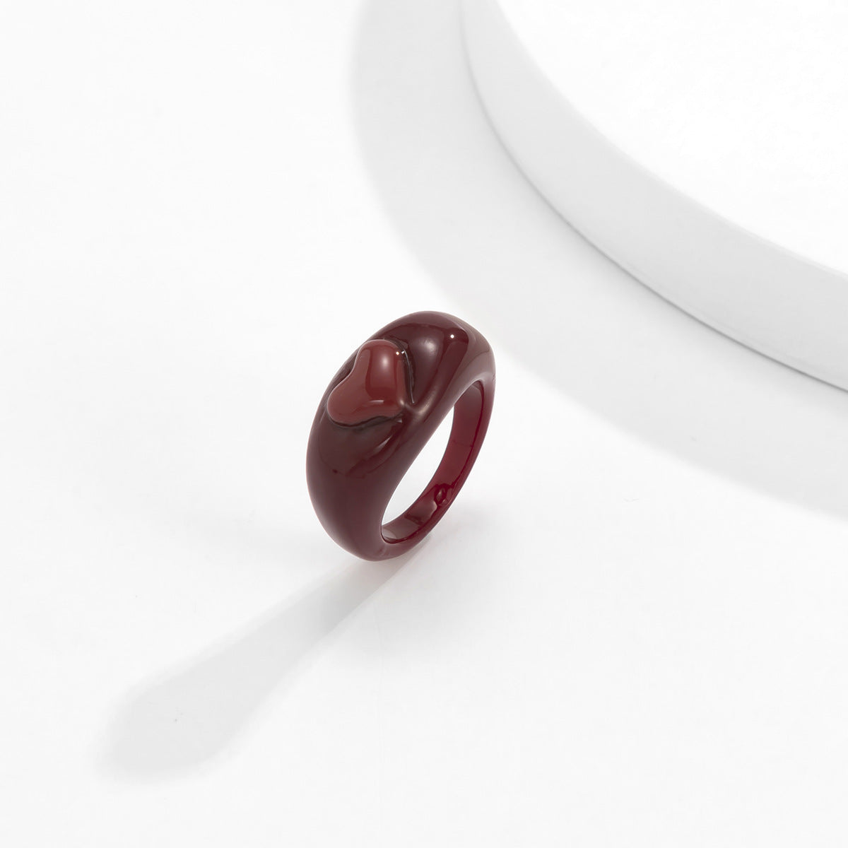 Jewelry Sweet Cool Macaron Peach Heart Ring Retro Simple Heart Shaped Acrylic Ring Bracelet