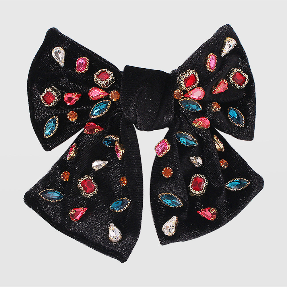 F2786 Creative Bowknot Hairpin Female Baroque Diamond Corduroy Hairpin Mori Girls Hair Accessories