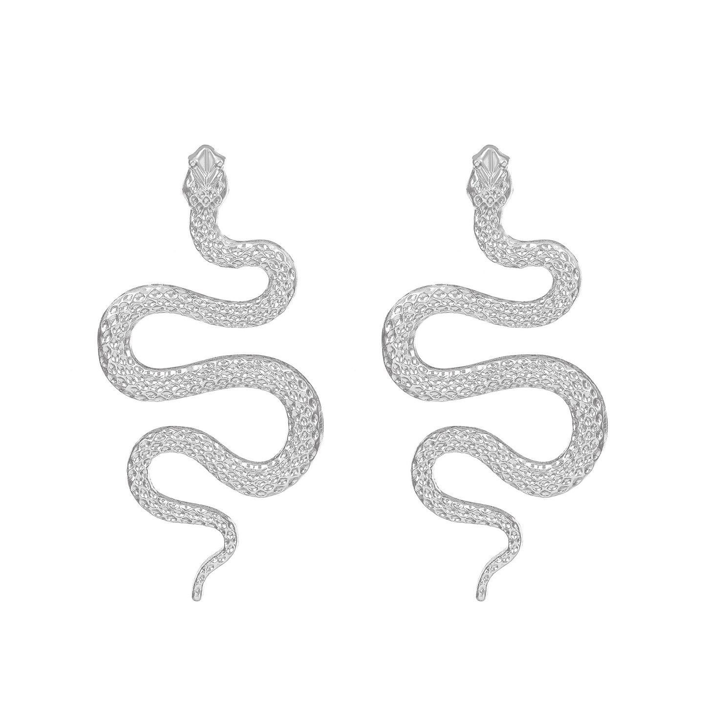 Retro Exaggerated Three-dimensional Snake Earrings Fashion Punk Geometric Metal Carved Animal Snake Stud Earrings