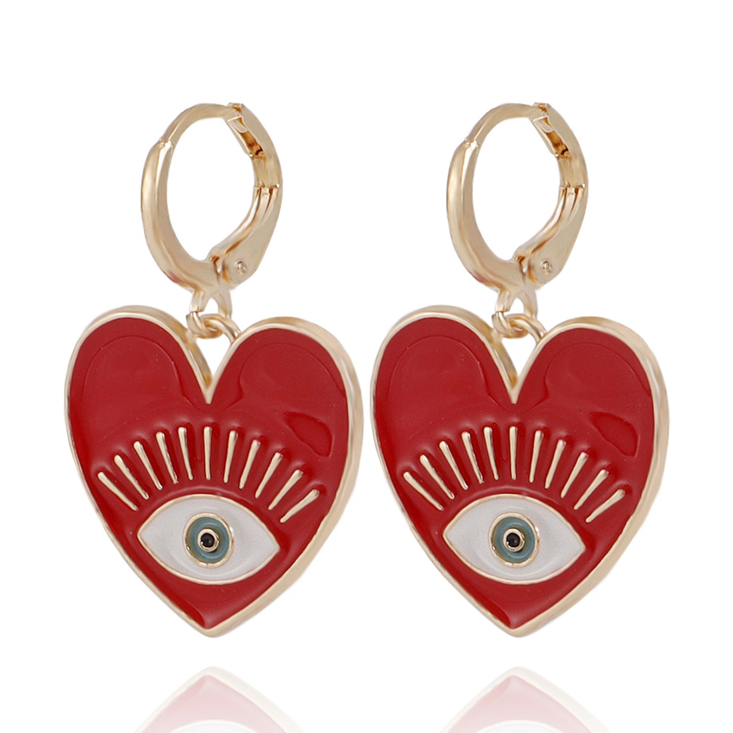 Jewelry ins color devil's eye heart-shaped pendant earrings female trendy cool eyes love earrings