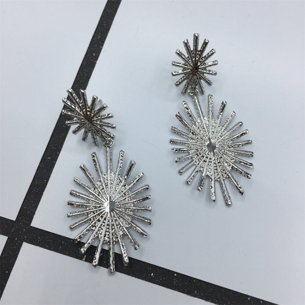 Summer Geometric Double Layer Oval Fence Fried Hair Stud Earrings Night Party Devil Eye Ornament