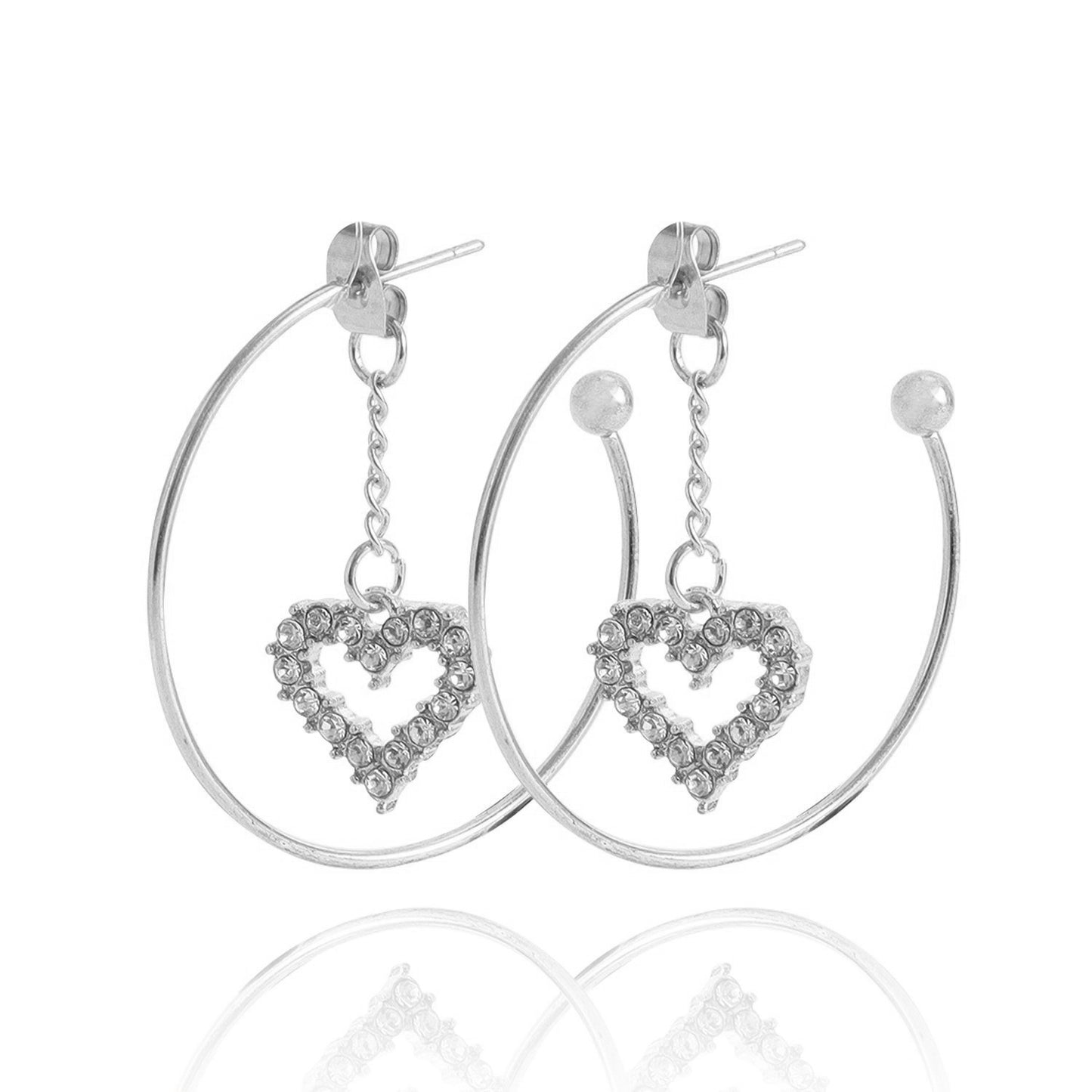 Jewelry ins geometric C-shaped large ring micro-inlaid diamond love earrings earrings female high-end sense